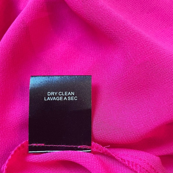 Badgley Mischka Long Sleeve Top Blouse Fuchsia Pink Size S Pleated Back Designer - Picture 11 of 11